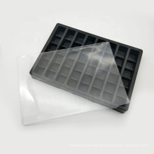 Custom high quality 48 hole chocolate plastic blister tray packaging black bottom and clear lid